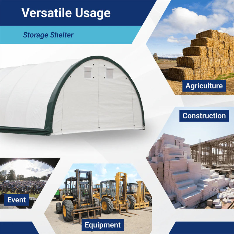 GZMWON Single Truss Arch Storage Shelter W20'xl30'xh12' 11Oz